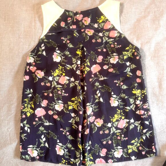 Collective Concepts Blue Floral Tank Blouse Womens XSmall Petite Casual Keyhole - Picture 10 of 10